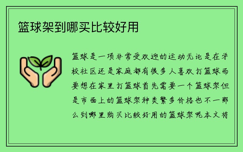 篮球架到哪买比较好用